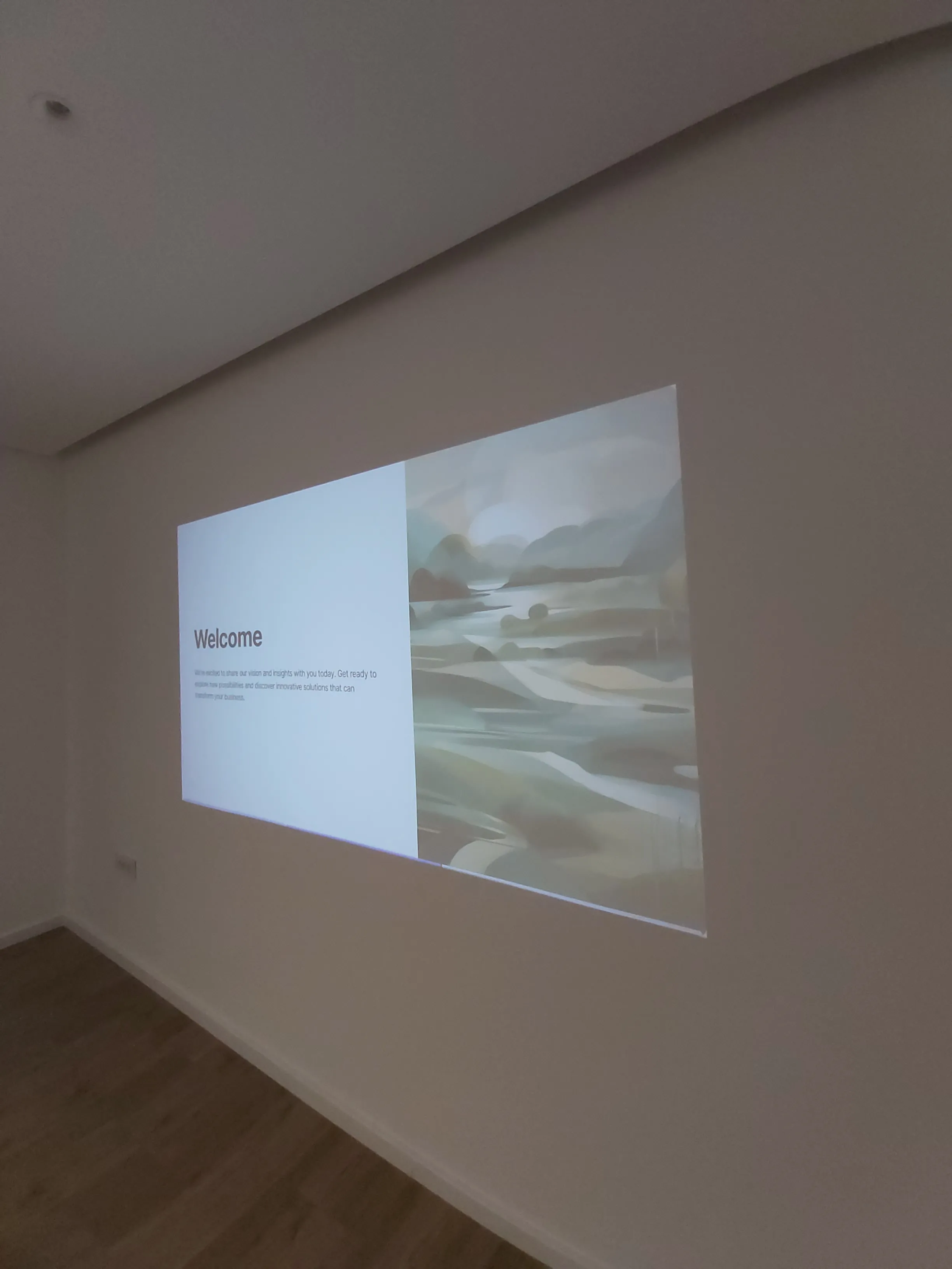 Workshop room with the projector aimed at a wall